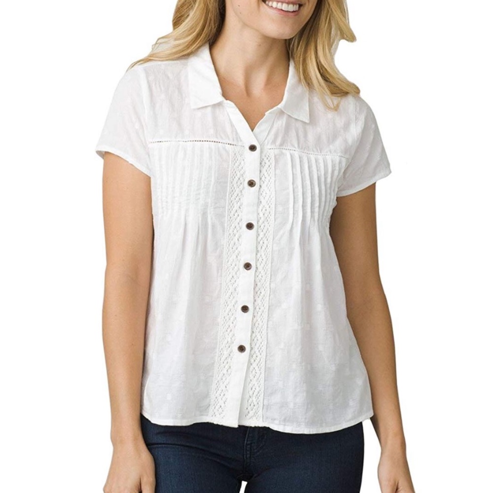 Prana Katya 100% organic cotton white top size S